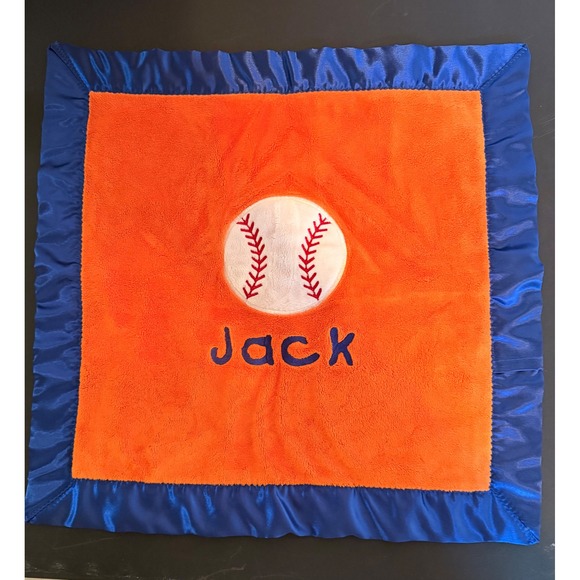 Handmade Other - New York Mets Baby Security Blanket Jack Personalized Baseball Lovey Satin Trim